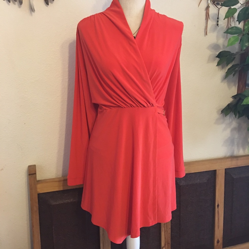 CSC Studio coral wrap front Tunic Top dress NWT XL